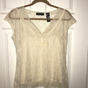 Cream lace w cream tank top shirt attached